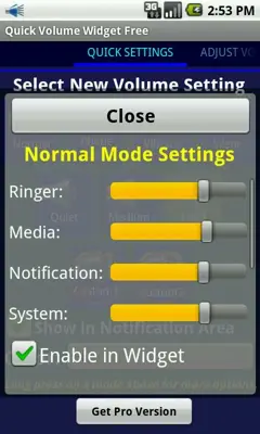 Quick Volume Widget Free android App screenshot 0